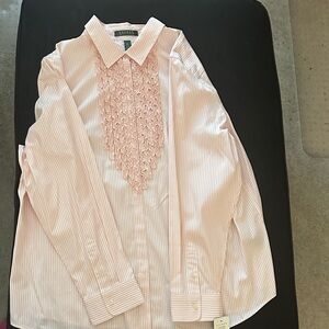 Lauren Ralph Lauren Pink Striped Button Down Shirt